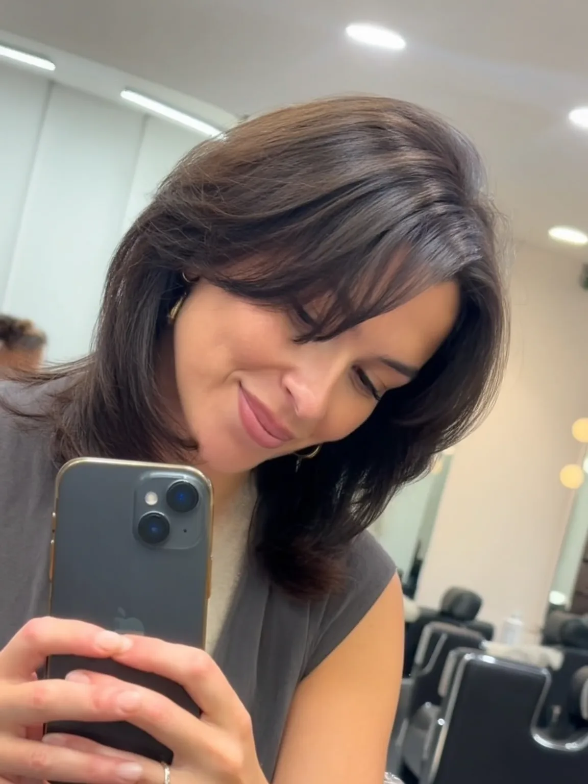 Straight Layered Cut with Curtain Bangs